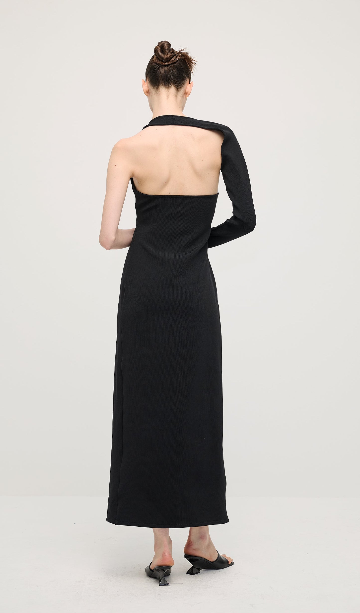 Manifesto Sleeve Midi Dress In Black