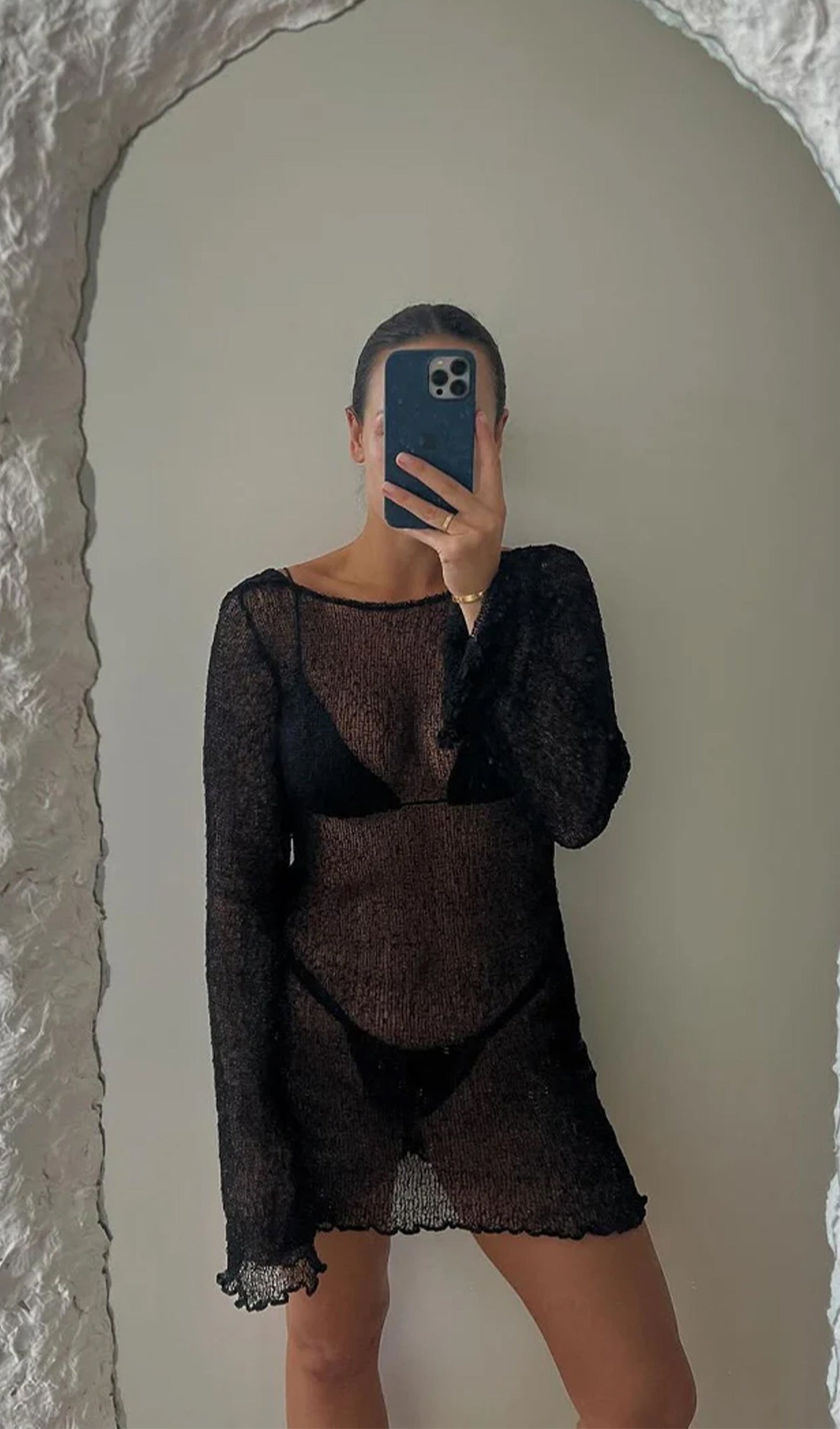 Knit Cover Up Backless Mini Dress