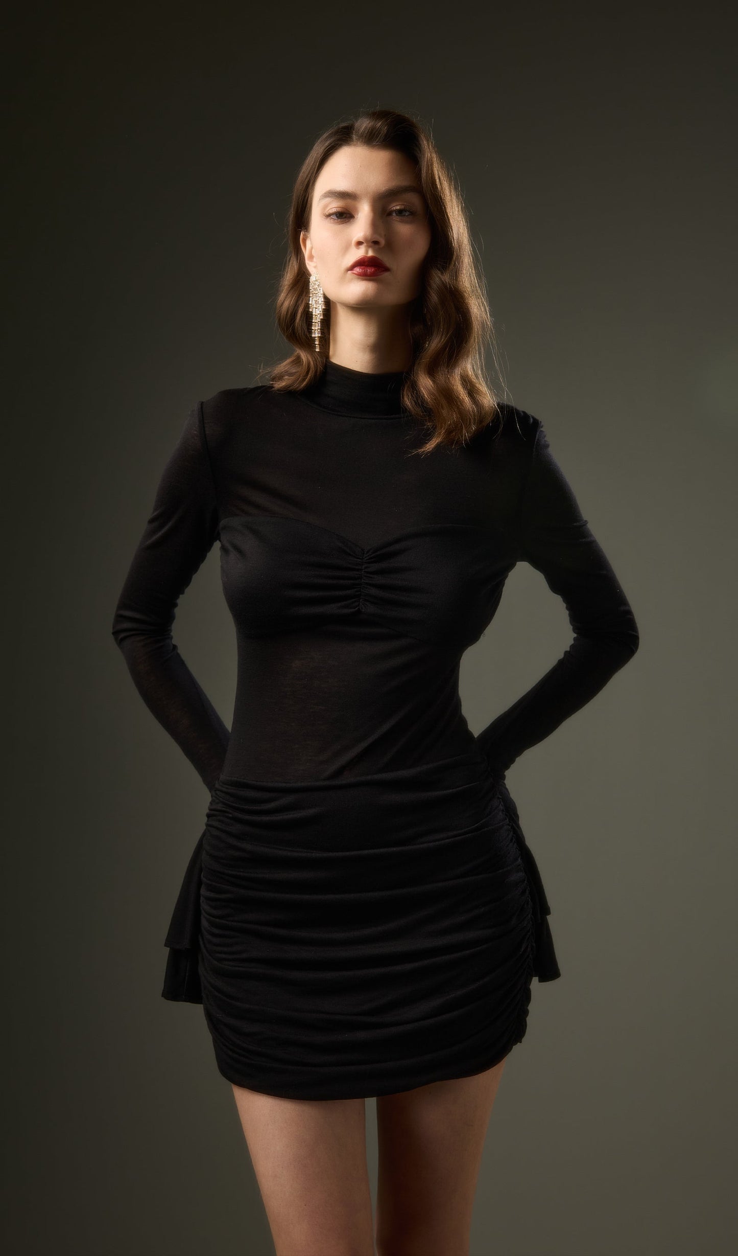 Semi Transparent Mini Dress In Black