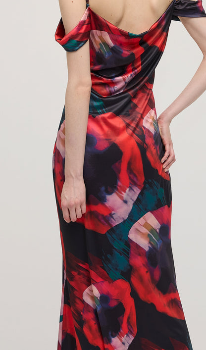 Abstract Floral Print Slip Maxi Dress