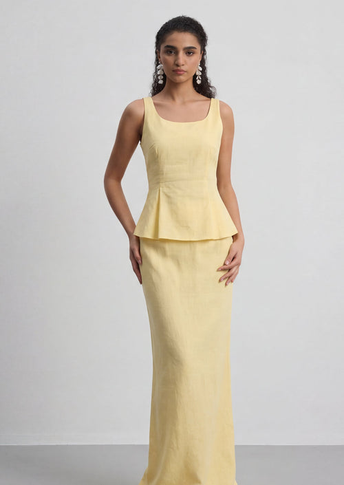 Alexis Linen Two Piece Set In Yellow