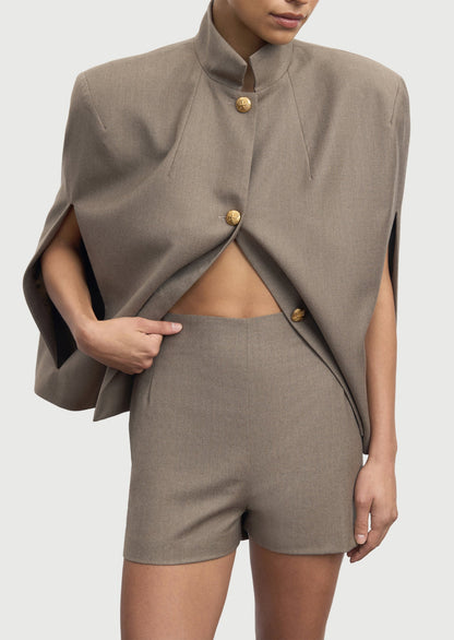 Armholes Cape Shorts Two Piece Set