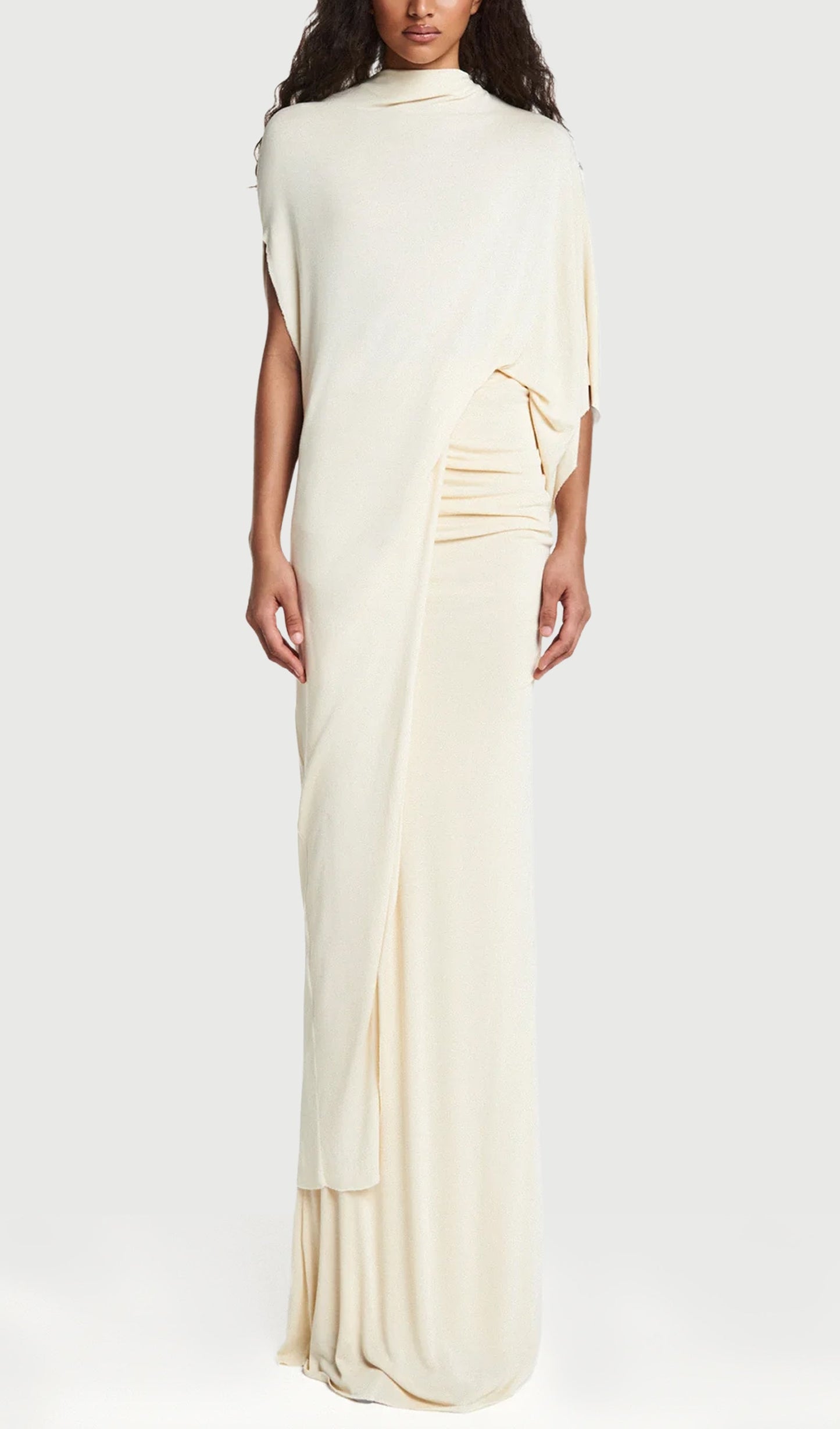 Asymmetrical Blouse & Maxi Skirt With Draped Set