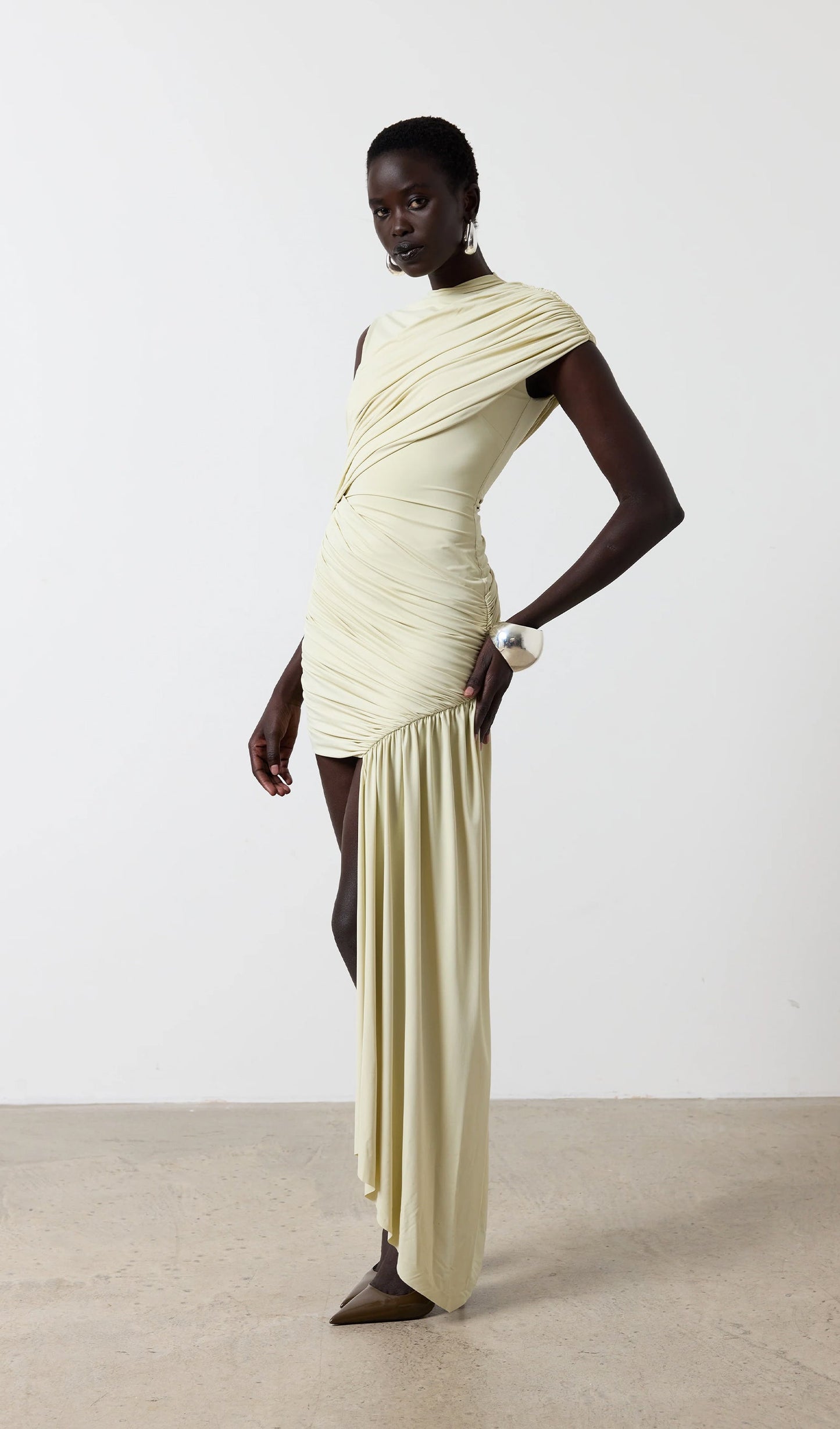 Asymmetrical Draping Mini Dress