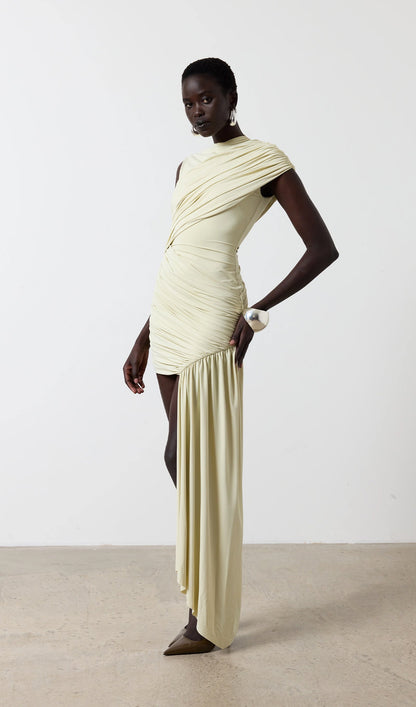 Asymmetrical Draping Mini Dress