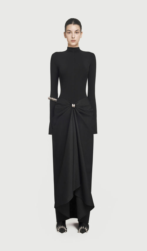 Asymmetrical Pleat Maxi Dress