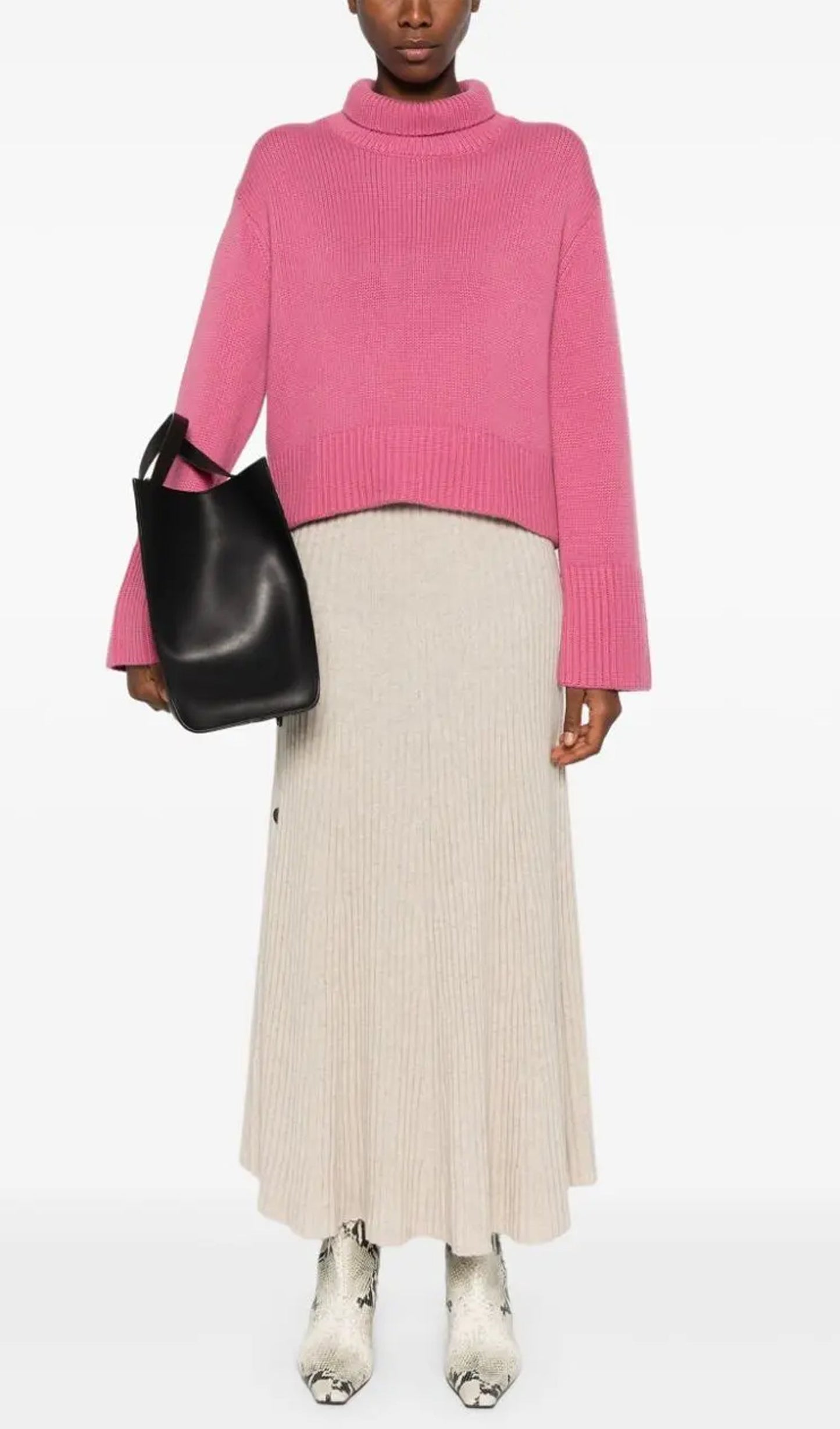 Buttons Ribbed Maxi Skirt