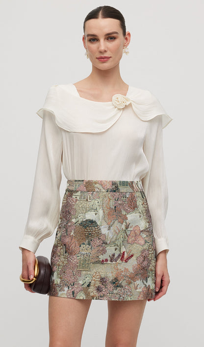 Capped Shoulder Long Sleeve Top