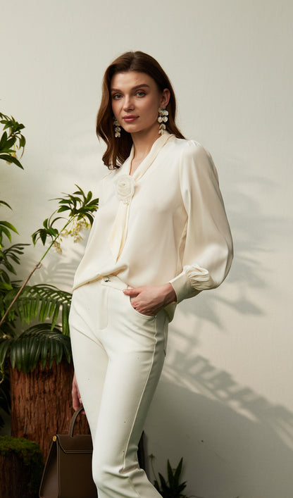 Corsage Long Sleeve Shirt Top
