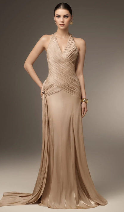Corset Waist Silk Blend Maxi Dress