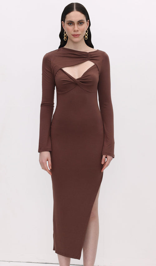 Cut Out Split Midi Dress