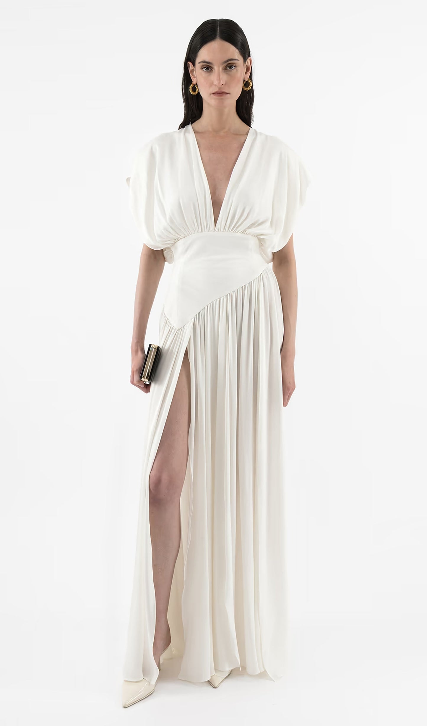 Deep V Neck Slit Maxi Dress