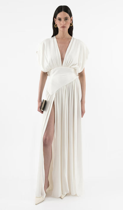 Deep V Neck Slit Maxi Dress