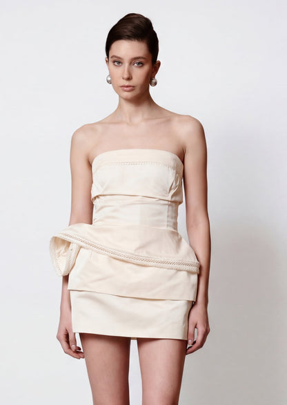Dinan Strapless Corset Mini Dress In Ivory