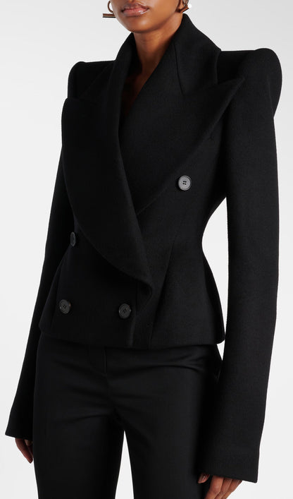 Double Breasted Wool And Cashmere Blazer