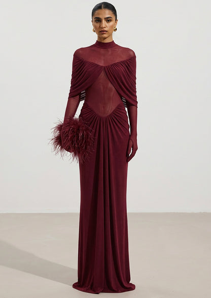 Layali Rose Draped Pleated Cape Dress