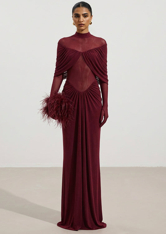 Layali Rose Draped Pleated Cape Dress
