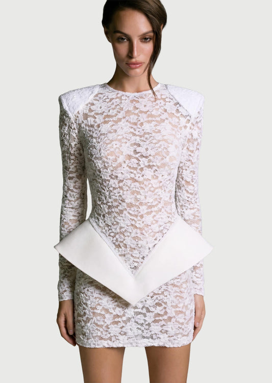 Eclat Sheer White Mini Dress