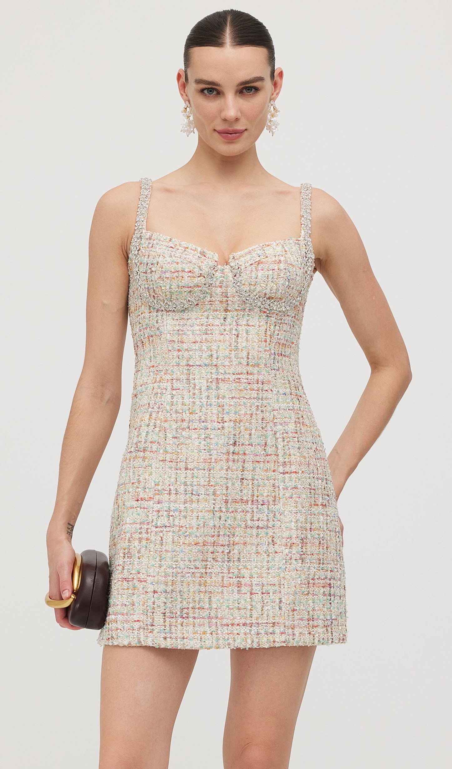 Embellished Boucle Mini Dress