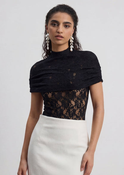 Emilia Lace Sheer Wrap Top