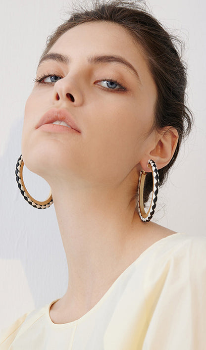Faux Leather Round Hoop Earrings