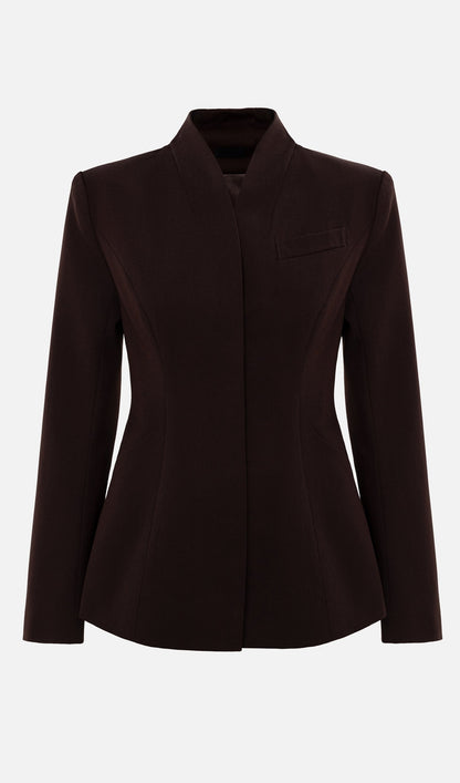 Fitted Jacket With High Collar & Maxi Pants