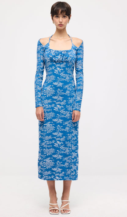 Floral Slim Split Midi Dress