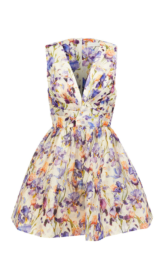 Floreal Print Linen And Silk Mini Dress