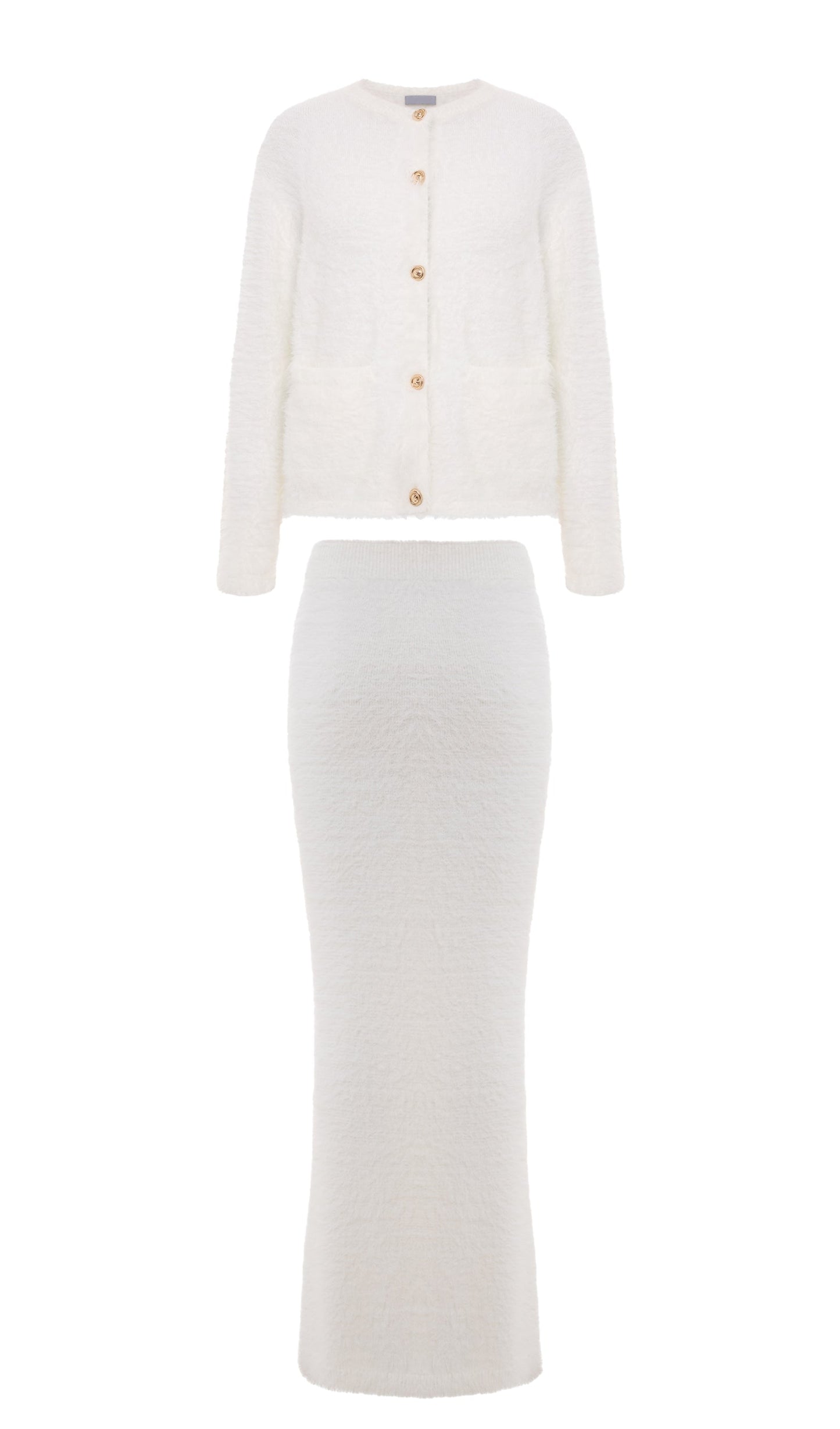Fluffy Knitted Cardigan & Maxi Skirt Set