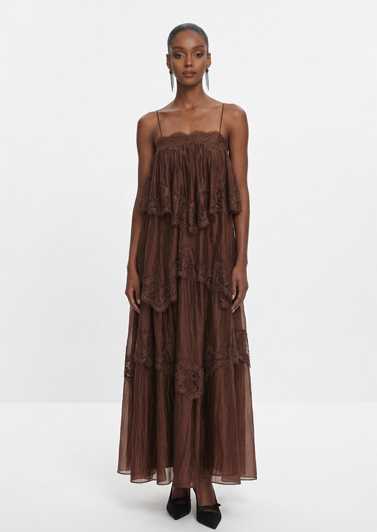Glein Lace Appliqué Maxi Dress