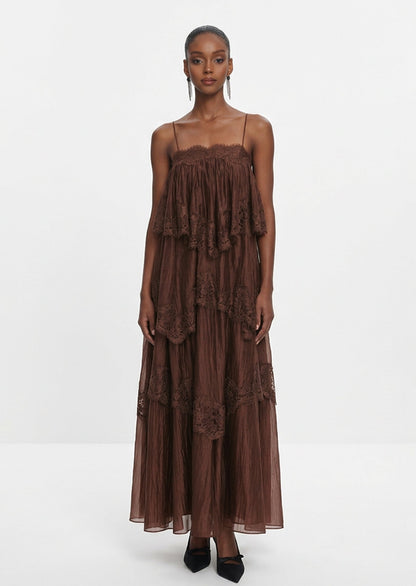 Glein Lace Appliqué Maxi Dress
