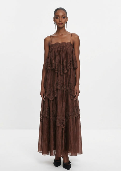 Glein Lace Appliqué Maxi Dress
