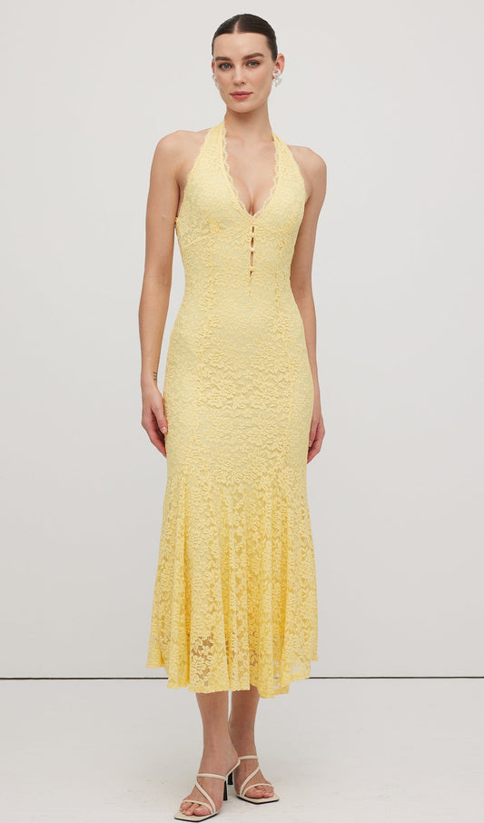Halter Lace Midi Dress