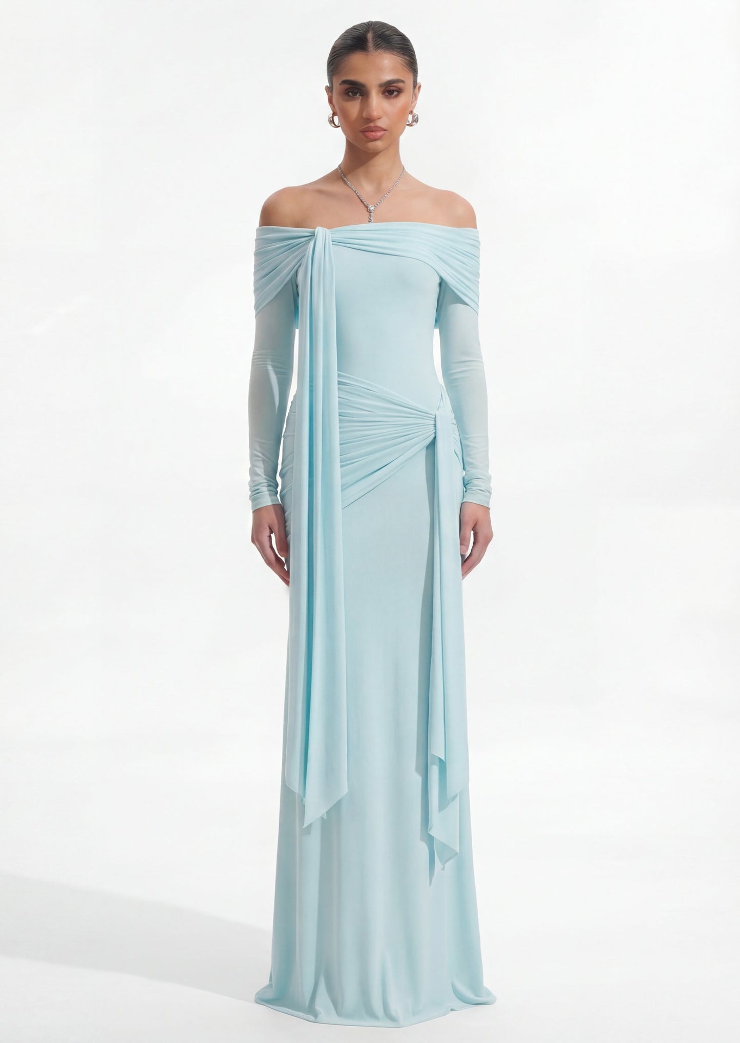 Heloise Long Sleeve Maxi Dress In Blue