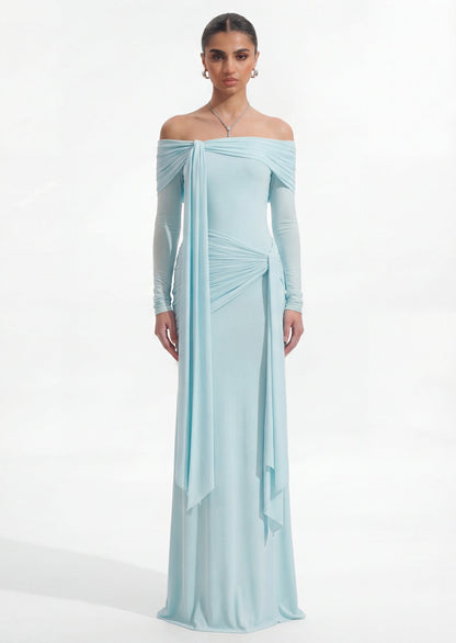 Heloise Long Sleeve Maxi Dress In Blue