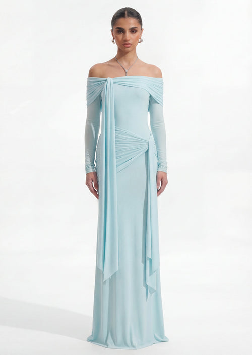 Heloise Long Sleeve Maxi Dress In Blue