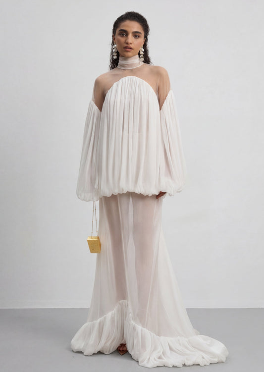 Jamine Chiffon Blouse & Midi Skirt Set