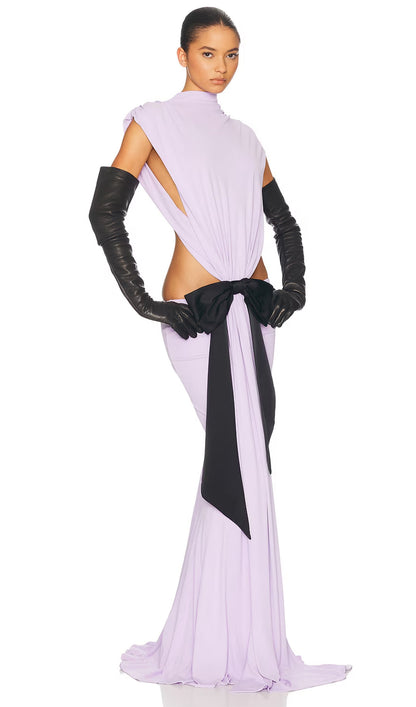 Jersey  Cut Out Detail Maxi Dress In Purple