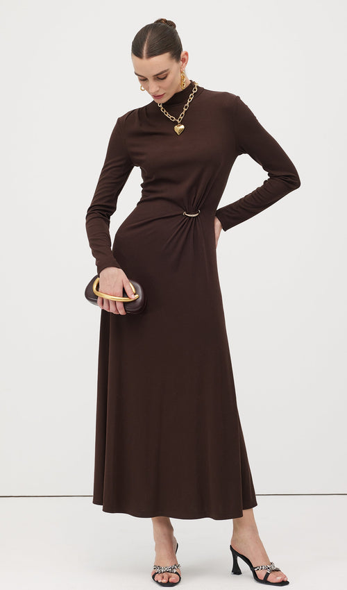 Jersey Metallic Decor Maxi Dress