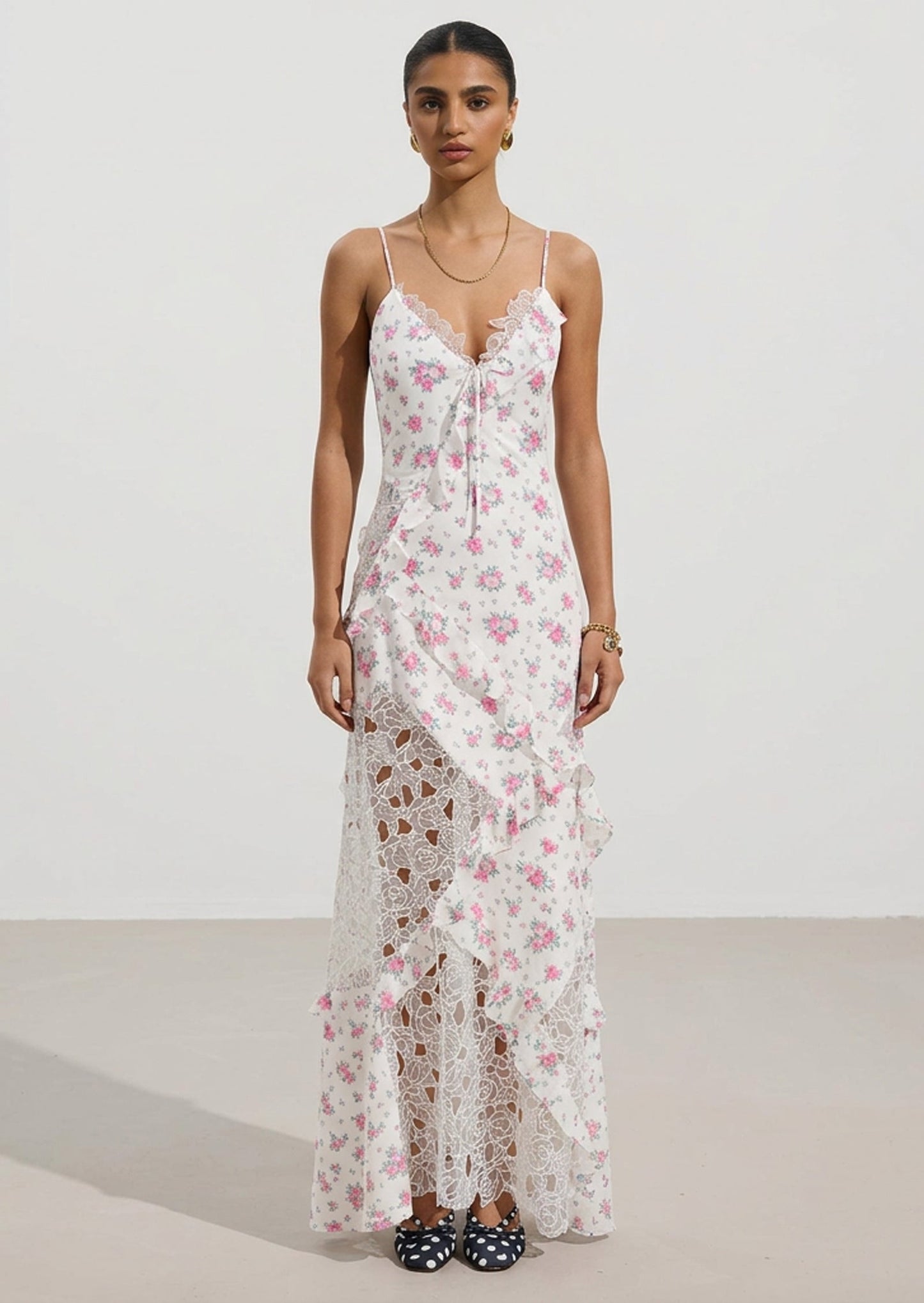 Josalyn Floral Hollow Out Maxi Dress