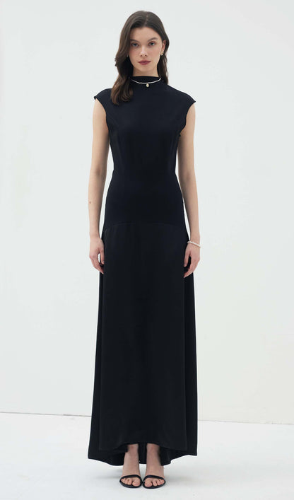 Knitted Satin Sleeveless Maxi Dress