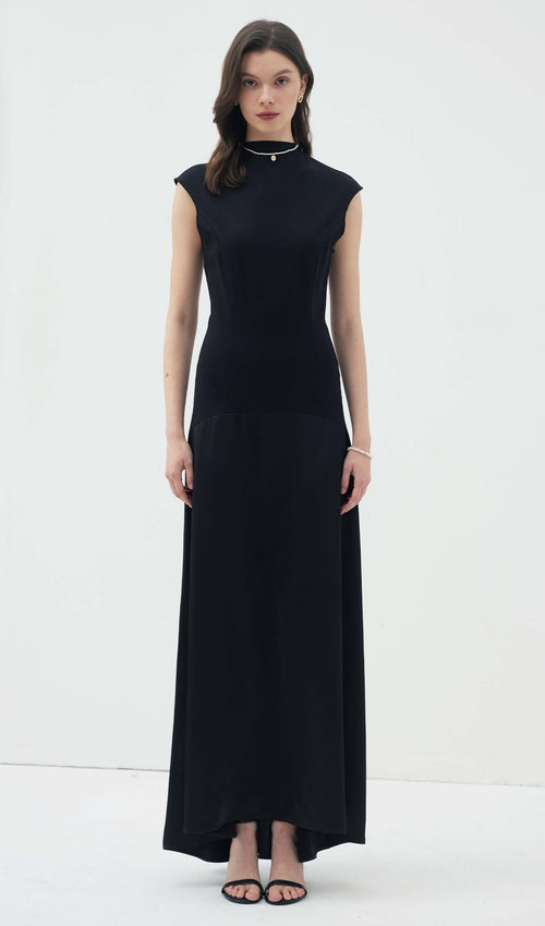 Knitted Satin Sleeveless Maxi Dress