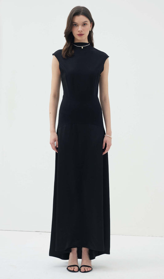 Knitted Satin Sleeveless Maxi Dress