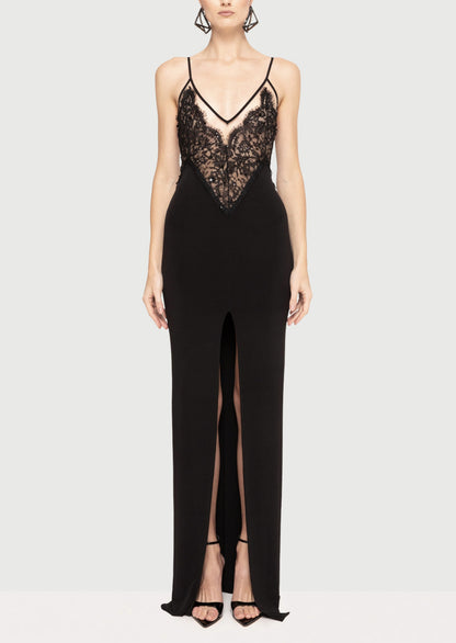 Lace-Panel Maxi Dress