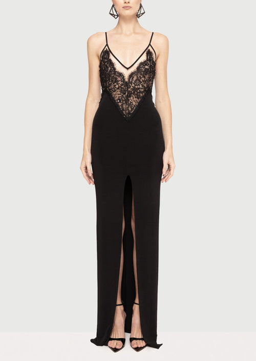Lace-Panel Maxi Dress