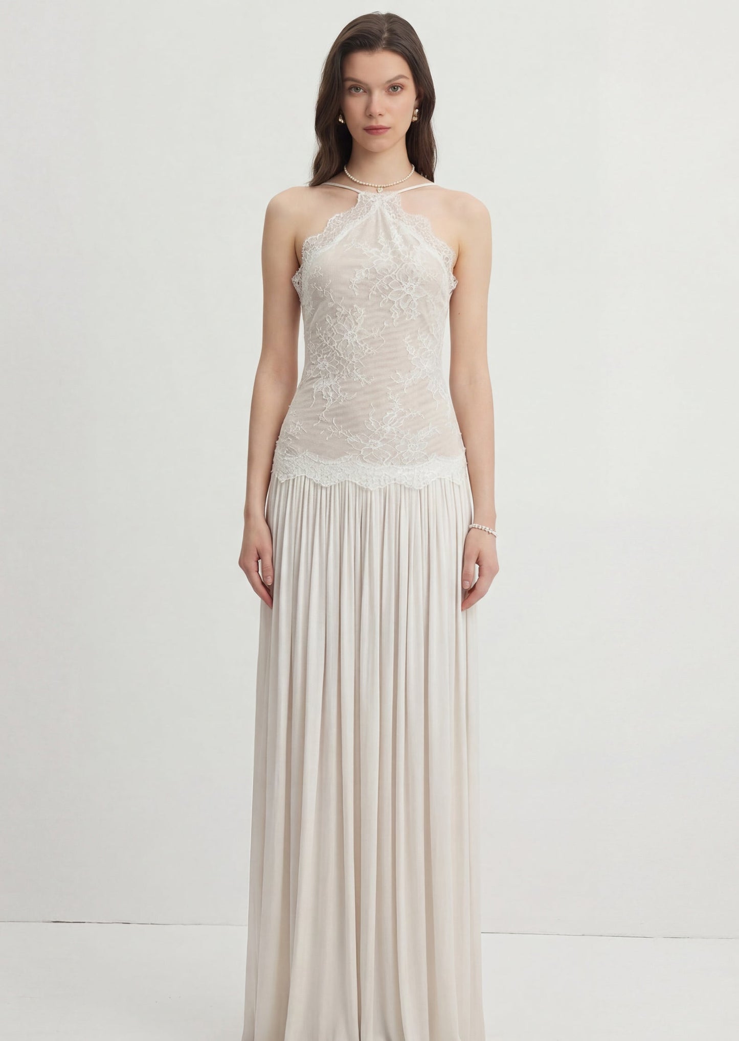 Lace Floral Ruched Maxi Dress