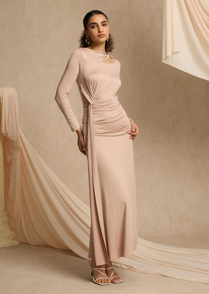 Layali Rose Maxi Dress With Metallic Decoration