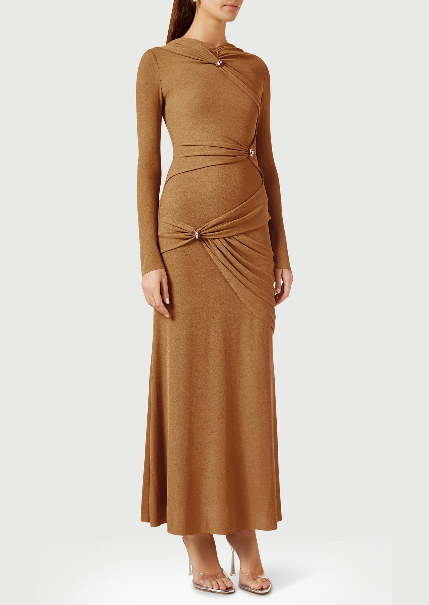 Layali Rose Metal Detail Draped Maxi Dress