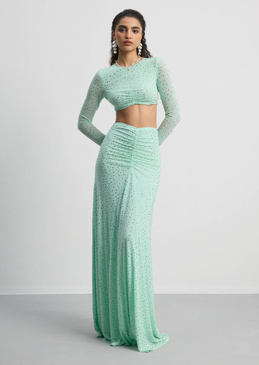 Layali Rose Twisted Top & Draped Maxi Dress Set