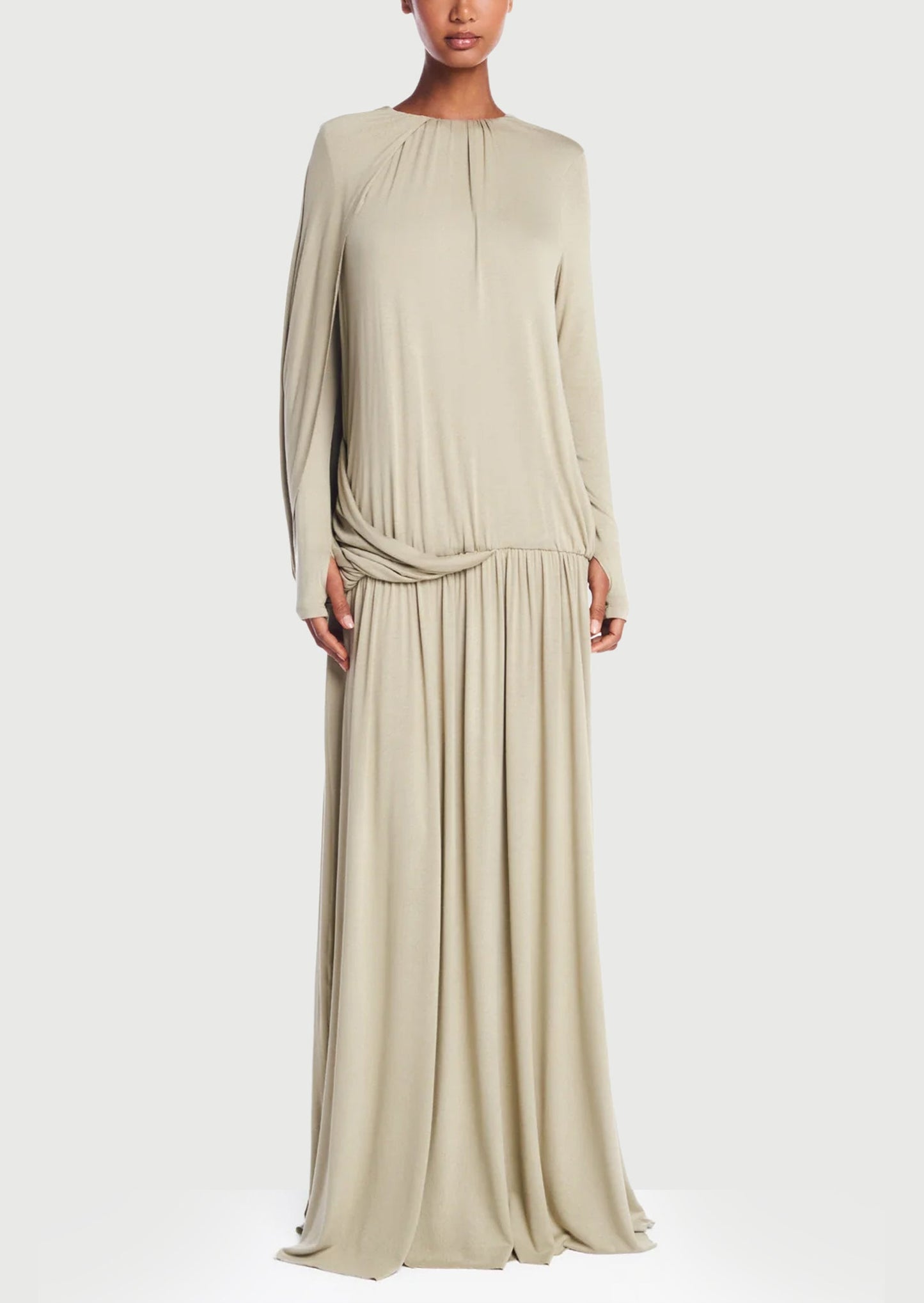 Layali Rose Wide-Sleeved Green Knit Dress